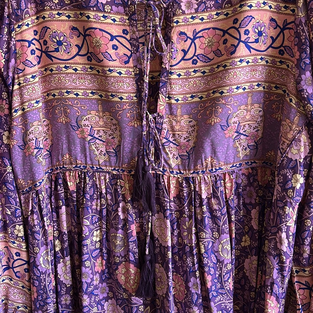 Loose Fitting Floral Boho Style Rayon Dress NWT - Picture 3 of 12